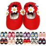 MiniFeet Mooie Zachte Leren Babyschoentjes Peuterschoentjes Schoentjes voor Meisjes Schoentjes voor Jongens Rood Sandaal 18-24 Maanden