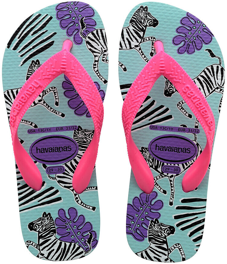 Havaianas Chinelos Kids Top Fashion   estampado fundo azul