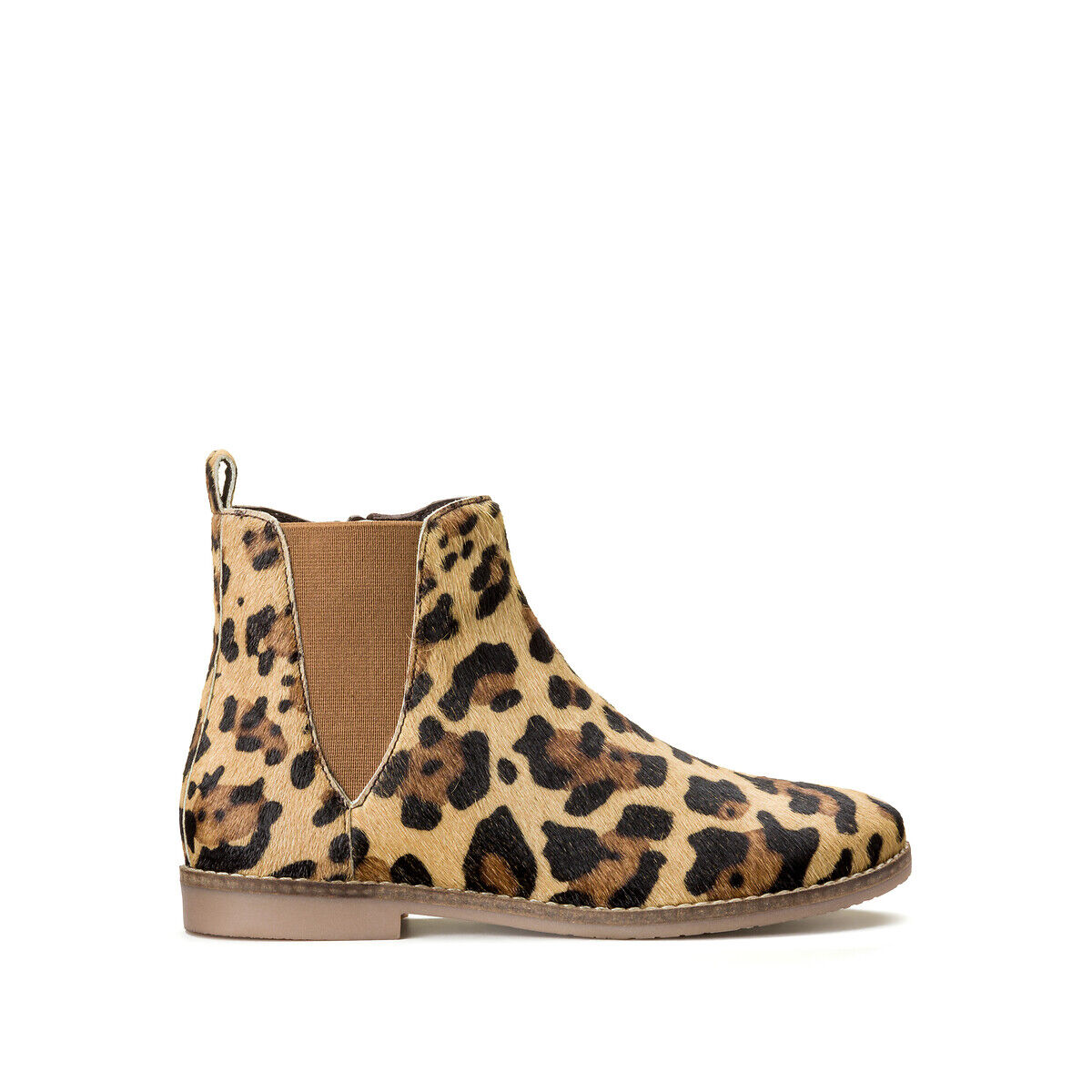 La Redoute Collections Botas em pele, estampado leopardo, com fecho, do 26 ao 38   estampado leopardo