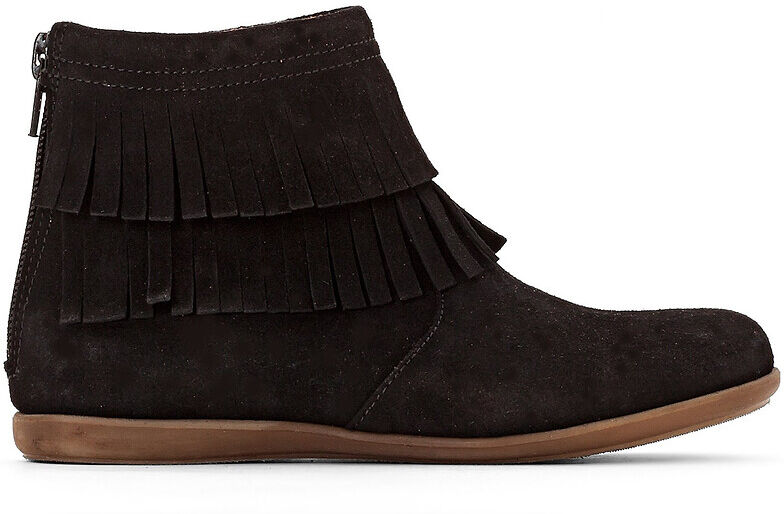 La Redoute Collections Botas com fecho, pele (croute) de vaca, do 30 ao 39   Preto