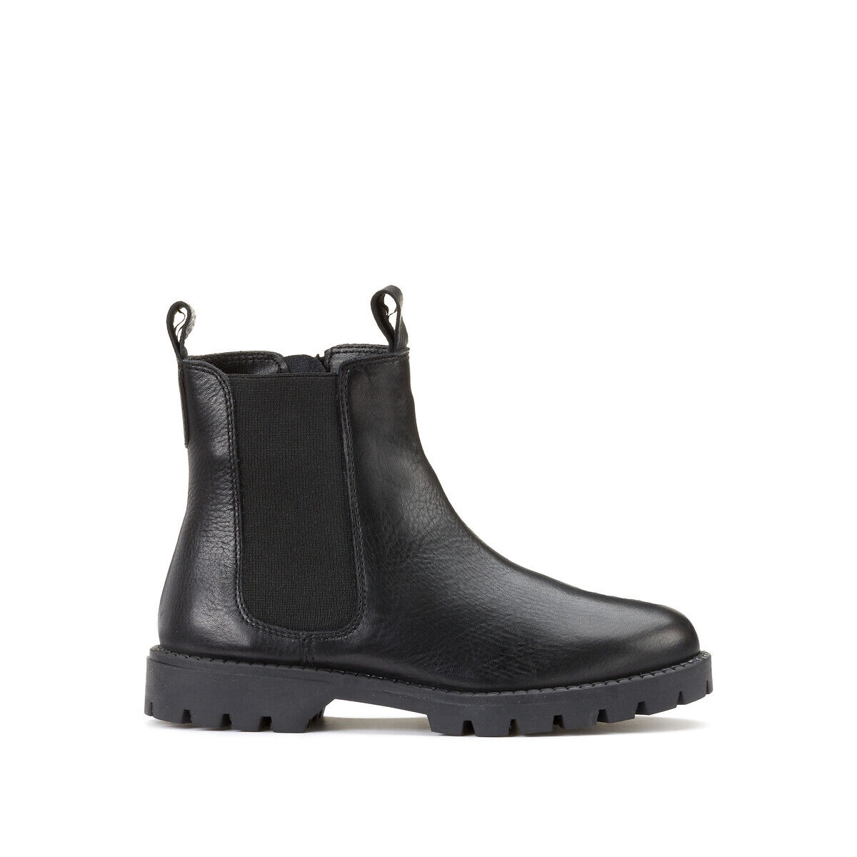 La Redoute Collections Botas em pele com fecho, do 28 ao 39   Preto