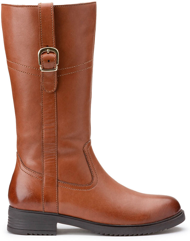 La Redoute Collections Botas em pele, com fecho, do 28 ao 38   Camel