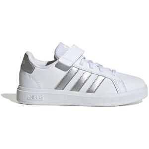 adidas Kids Grand Court Lifestyle Court Elastic Lace and Top Strap Shoes Size: UK 11c, Colour: White