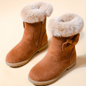 Temu Girls Zipper Warm Boots Autumn And Winter Light Brown 13.5