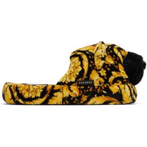 Versace Kids Black & Yellow Barocco Teddy Slippers  - 5B000 - Size: US 27-28 - unisex