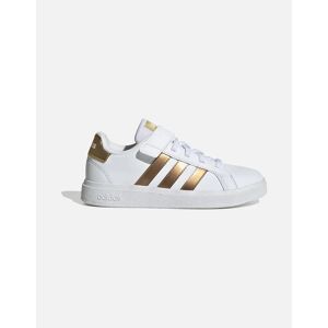 Girl's Adidas Junior Grand Court 2.0 EL Trainers (White/Gold) - White Gold - Size: 11 years/11