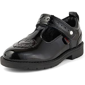 Kickers Infant Girl's Lachly Heart T-Bar School Shoes, Patent Black, 11 UK Child