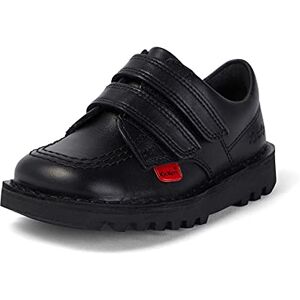 Kickers Junior Unisex Kick Lo Vel Twin Strap Black Leather School Uniform Shoes, Black, 12.5 UK Child