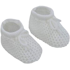 Mansuri Baby Boys Girls 1 Pair Knitted Booties Mesh Baby Booties 0-3 Months S401 (White)