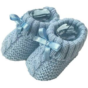 Kids Essentials Baby Boy Girl Knitted Bow Booties Shoes (Sky Blue)