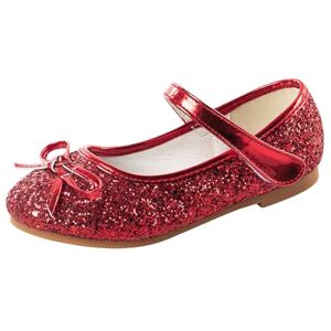 Momolaa Uk 9 Little Toddler Girls Glitter Dress Shoes Clearance Ballerina Ballet Flats Kids Mary Janes #b_red