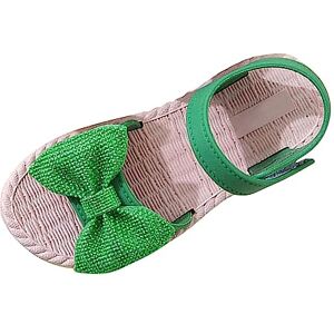 Generic Toddler Kids Infant Girls Soild Bowknot Princress Shoes Soft Sole Non Slip First Prewalker Beach Shoes Sandals Dress Court Shoes (Green, 9 Little Child)