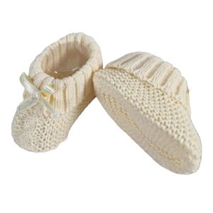 Royal Icon Newborn Baby Boys Girls Booties Baby Booties With Bow Soft Knitted Bootees 0-3 Month Ri354 (Lemon)