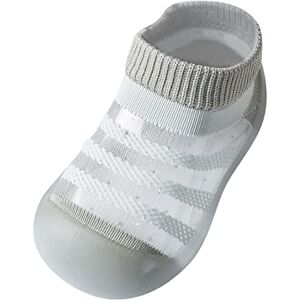 Xiatang Toddler Shoes 0-4 Years Baby First-Walking Trainers Boys Girls Soft Cute Mixed Colors Elastic Mesh Breathable Shoes (Grey-06#rtyu, 12-18 Months)