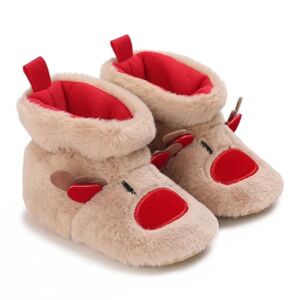 Naiyafly Infant Baby Boys Girls Christmas Booties Newborn Anti-Slip Boots Winter Warm Fleece Slippers 0-18 Months Shoes