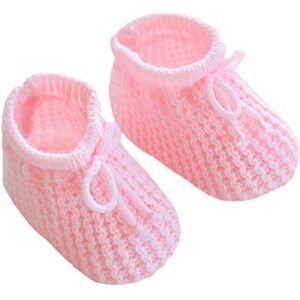 Mansuri Baby Boys Girls 1 Pair Knitted Booties Mesh Baby Booties 0-3 Months S401 (Pink)