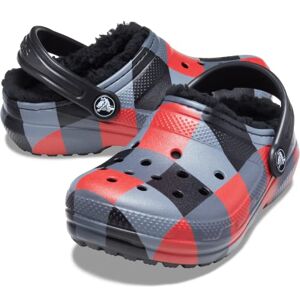 Crocs Classic Lined Clog Kids' Slippers, Red Plaid/black, 3 Uk Child