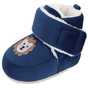 Mk Matt Keely Matt Keely Baby Boys Girls Cartoon Anti Slip Soft Sole Thick Slipper Booties Infant Crib Shoes For Toddler Crawler Winter Boots With Plush Lining 0-6 Months Navy