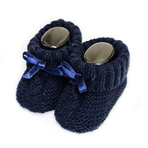 Nursery Time Baby Booties Baby Boys Girls Soft Knitted Booties With Bow Newborn Knitted Bootees 0-3 Months Approximately 116-354 (Navy)