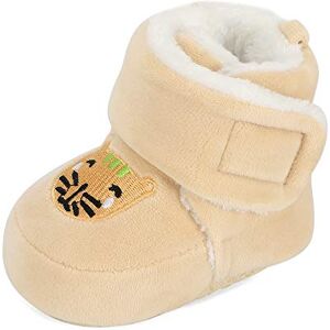 Mk Matt Keely Matt Keely Baby Boys Girls Cartoon Anti Slip Soft Sole Thick Slipper Booties Infant Crib Shoes For Toddler Crawler Winter Boots With Plush Lining 6-12 Months Beige