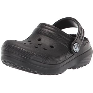 Crocs Unisex Kids Kids' Classic Lined Kids' Slippers Clog, Black, 2 UK Child