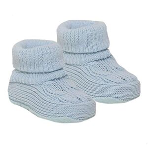 Angel Kid Baby Boys Girls Bootees 1 Pair Knitted Plain Booties Nb-3 Months Approx S403 (Blue)