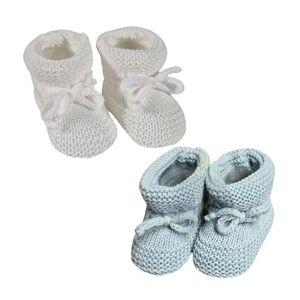 Royal Icon Baby Booties 0-3 Months - Baby Boys Girls Booties Warm And Safe Baby Slippers - Knitted Bow Baby Boots - Newborn Bootees For Babies Ri359 (White/sage Green - Ri359)