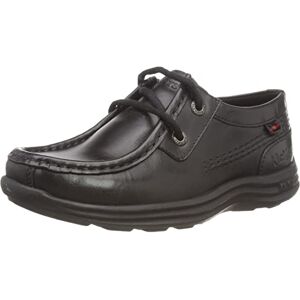 Kickers Junior Boy's Reason Moc Toe Leather School Shoes, Black, 1 UK