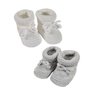Royal Icon Baby Booties 0-3 Months - Baby Boys Girls Booties Warm And Safe Baby Slippers - Knitted Bow Baby Boots - Newborn Bootees For Babies Ri359 (White/grey - Ri359)
