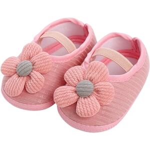 Tytuoo Infant Baby Girls First Walking Shoes Flower Comfy Slip On Slide Toddler Casual Breathable Summer Flat Shoes (Pink, 3.5 Infant)