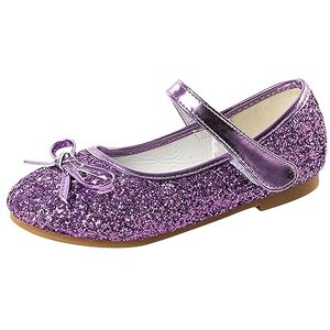 Momolaa Uk 13 Little Toddler Girls Glitter Dress Shoes Clearance Ballerina Ballet Flats Kids Mary Janes #b_purple