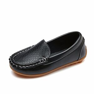 Generic Toddler Boys Girls Soft Slip On Loafers Dress Flat Shoes Boat Shoes Casual Shoes Trainers Lined Boys, Z6 Black, 5 Uk Child