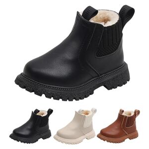 Momolaa 7 Toddler Little Girls Booties Comfort Ankle Boots With Warm Fuzzy Lining #1_black