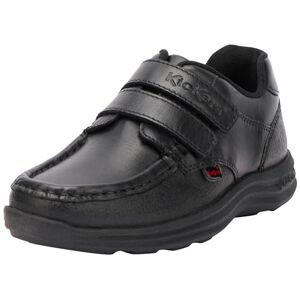 Kickers Junior Boy'S Reasan Twin Strap Black Leather School Shoes, Black, 2 Uk