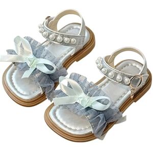 Generic E Kids Girls Sandals Summer For Children Wearing Beach Shoes Pearl Soft Sole Slippers Girls 12 (Silver, 13 Little Child)