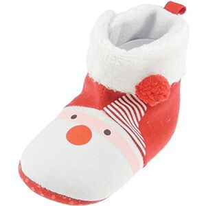 Glamour Girlz Cute Baby Boys Unisex Girls Infant Newborn Babies Kids Crib Pram Shoes Winter Fleece Warm Soft Sole Booties Slippers Festive 1st First Christmas Xmas Red Santa Boots Bootees (6-9 Months)