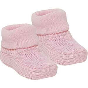 Angel Kid Baby Boys Girls Bootees 1 Pair Knitted Plain Booties Nb-3 Months Approx S403 (Pink)