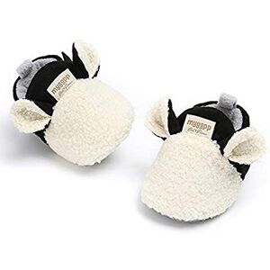 Rvrovic Baby Boys Girls Cozy Fleece Booties With Non Skid Bottom Warm Winter Socks (0-6 Months Infant, A-White)