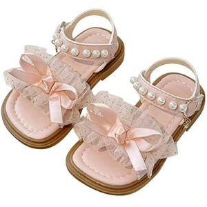 Generic E Kids Girls Sandals Summer For Children Wearing Beach Shoes Pearl Soft Sole Slippers Girls 12 (Pink, 8.5 Toddler)