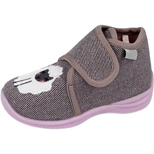 Yinka Shoes Girls Baby Infant Fleece Canvas Touch Close Strap Bow Animal Character Bootie Warm Winter Slippers Boots Size 3-8 (Light Purple, 6)