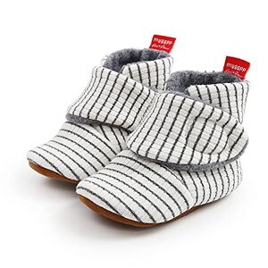 Sehfupoye Toddler Baby Boys Girls Soft Cotton Shoes Socks Booties Baby Striped Anti-Slip Slippers Adjustable Shoes Newborn First Walking Shoes Socks 12-18m