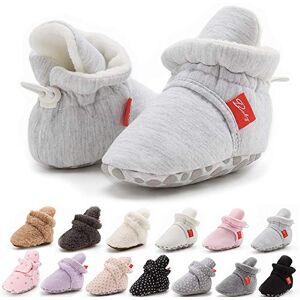 Sonsage Infant Baby Girls Boys Cotton Booties Soft Non-Slip Sole Winter Warm Cozy Stay On Socks Newborn Toddler First Walkers Crib Shoes