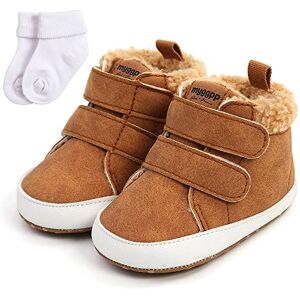 Sehfupoye Baby Boys Girls Winter Warm Snow Booties Sneakers Infant First Walking Shoes Toddler Anti-Slip Soft Shoes Booties For 6-12m With Sock