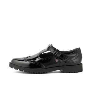 Kickers Junior Girls Lachly Brogue T-Bar Patent Leather Black- 13863539