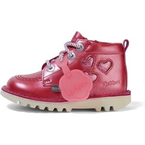 Kickers Infant Girls Kick Hi Heart Berry Leather Pink- 14002349