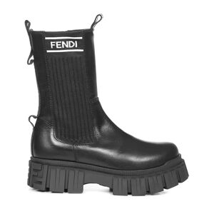 Fendi , Girls Slip-on Boots with Ribbed Knit Insert ,Black female, Sizes: 32 EU