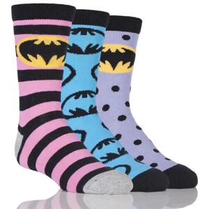 3 Pair Assorted Batman / Batgirl Striped, Spotty and All Over Motif Cotton Socks Girls 12.5-5.5 Kids (8-14 Years) - Film & TV Characters  - Assorted - Size: 12.5-3.5 Kids