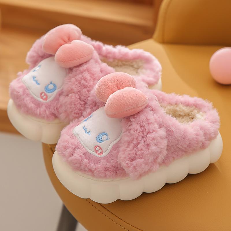 MYGGPP Baby Shoes Children's Cotton Slippers Autumn and Winter Girls Cute Rabbit Plush Slippers Baby Boy Winter Home Indoor Cotton Slippers