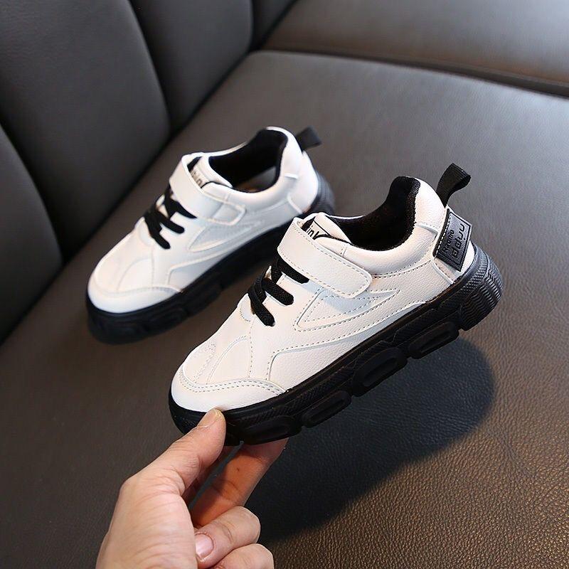 27kids Children's Fashion White Shoes Casual Leather Sneakers for Boys and Girls