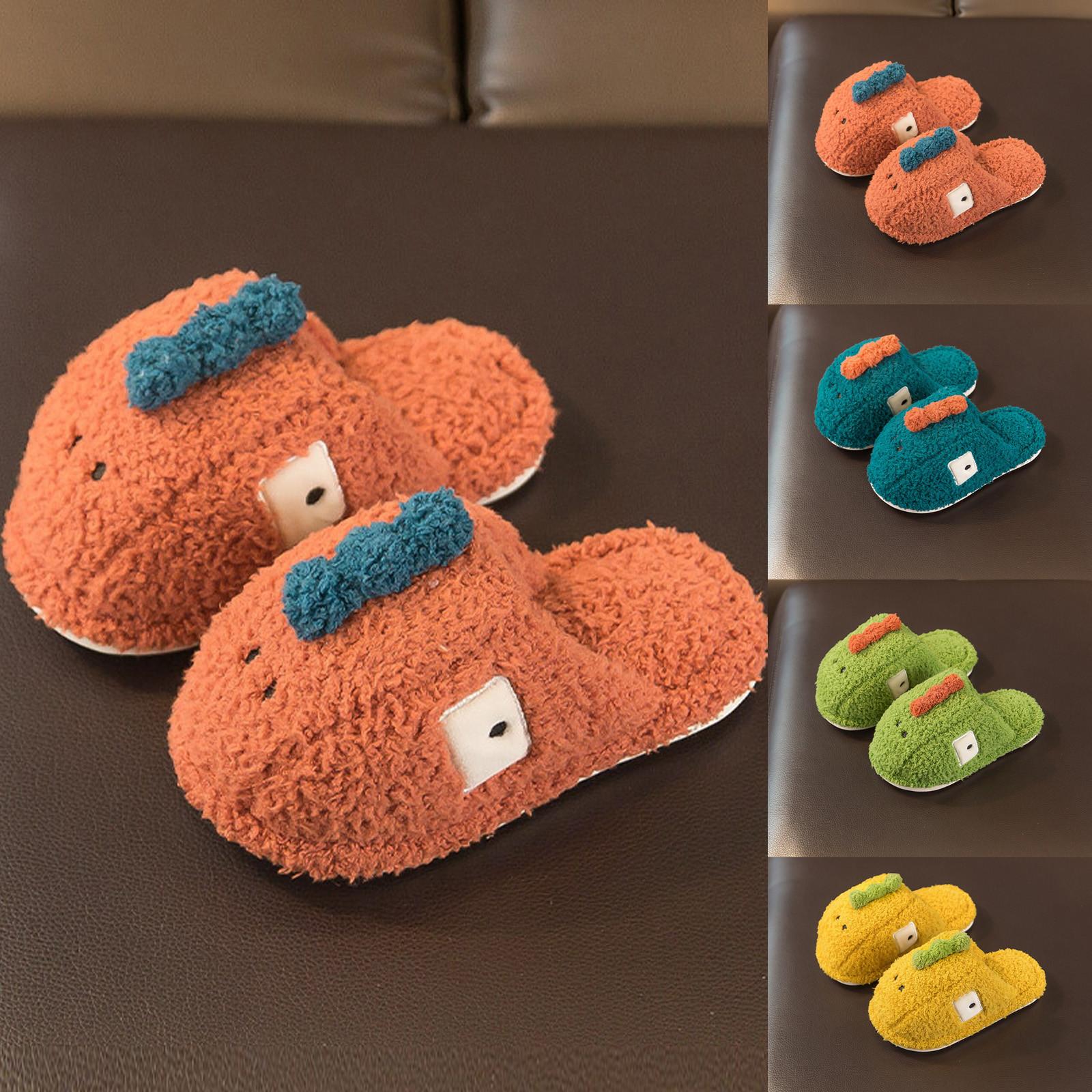 Leather world Cute Dinosaur Floor Slippers Children's Cotton Slippers Children Shoes